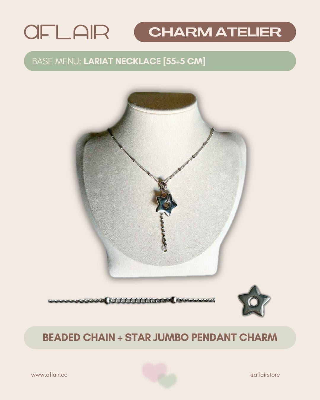 base: lariat necklace + jumbo pendant charm
