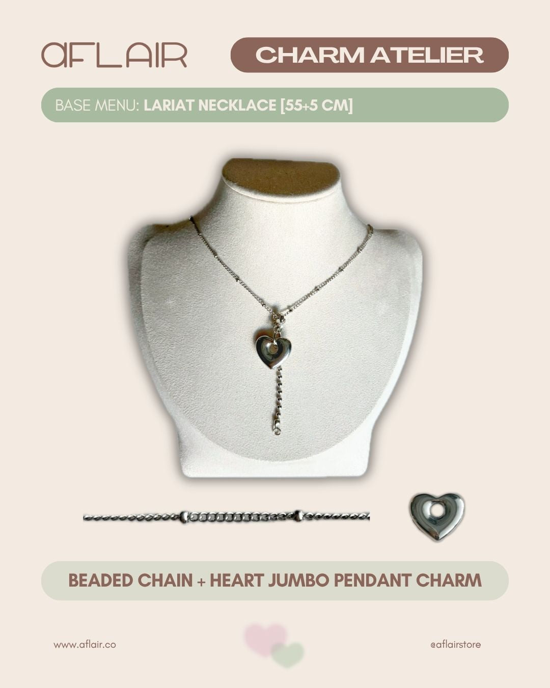 base: lariat necklace + jumbo pendant charm