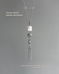 clover pearl tassel necklace