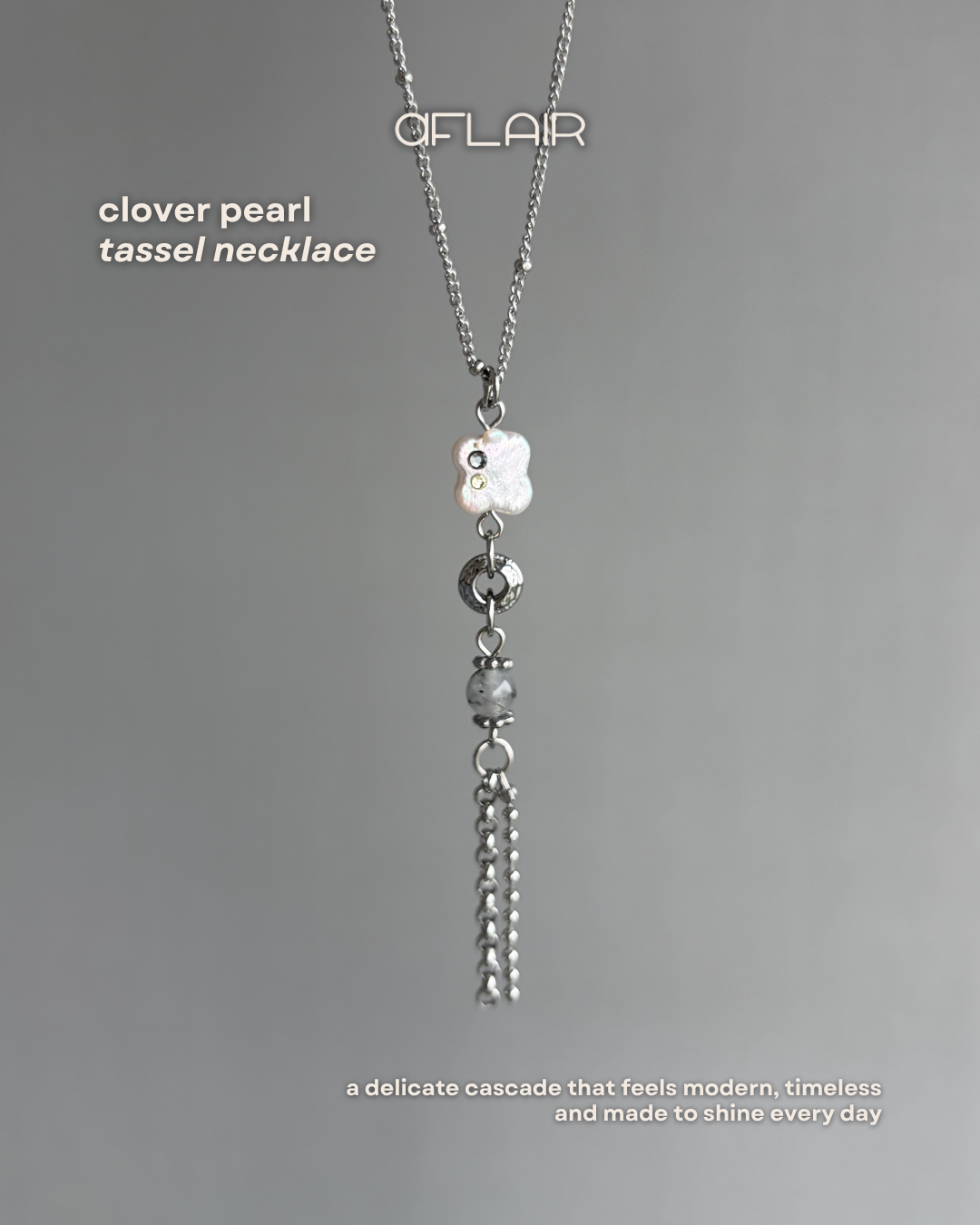 clover pearl tassel necklace