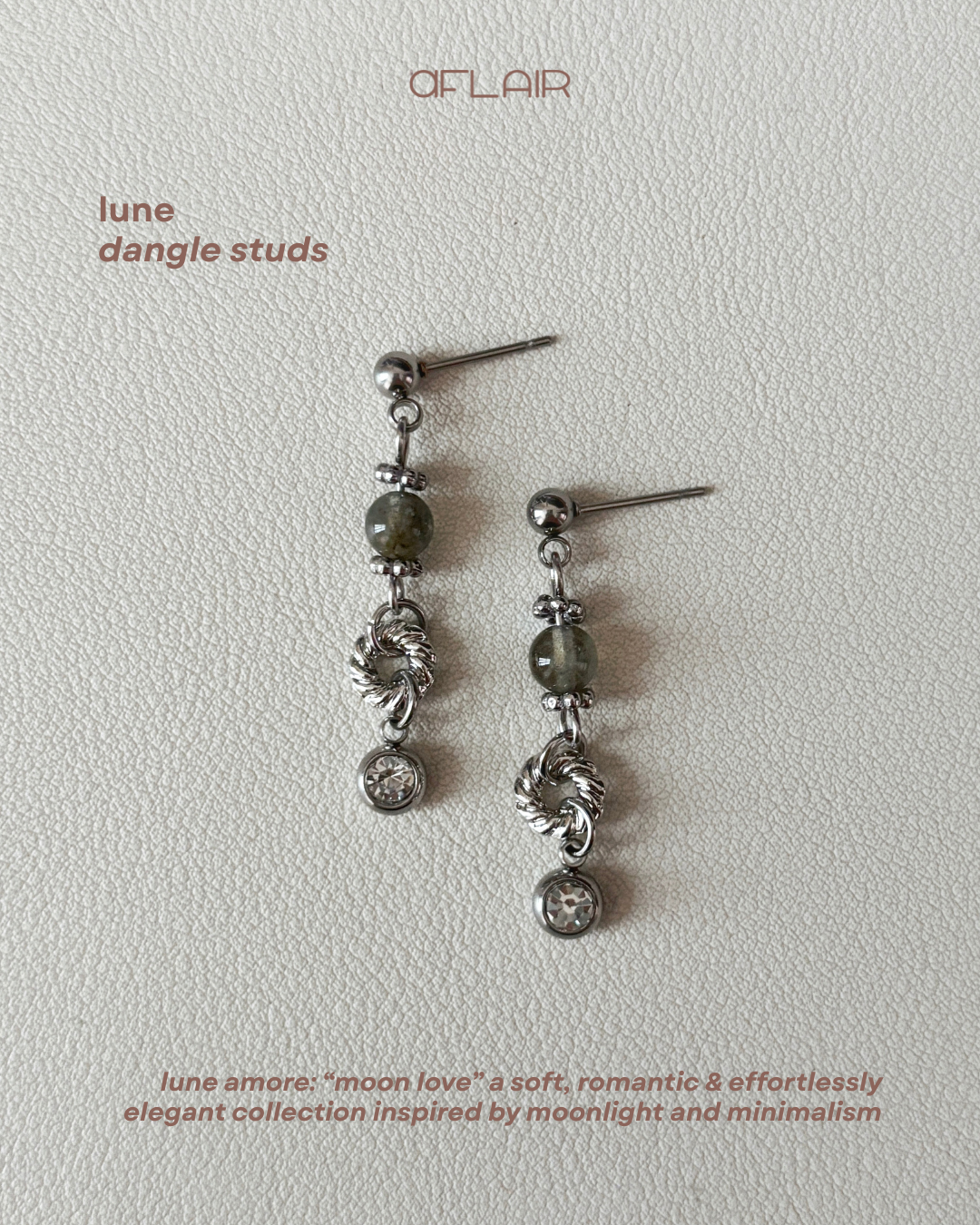 lune dangle studs