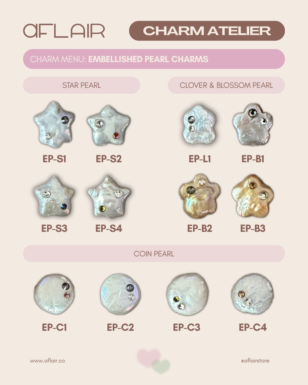 embellished pearl charms