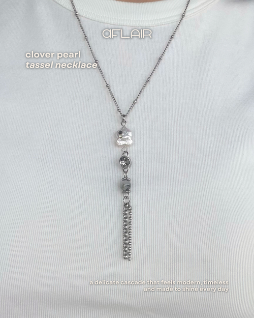 clover pearl tassel necklace