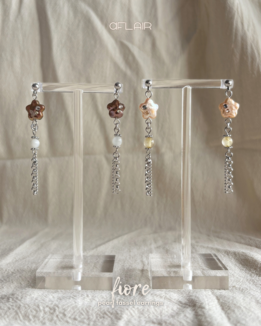fiore pearl tassel earrings