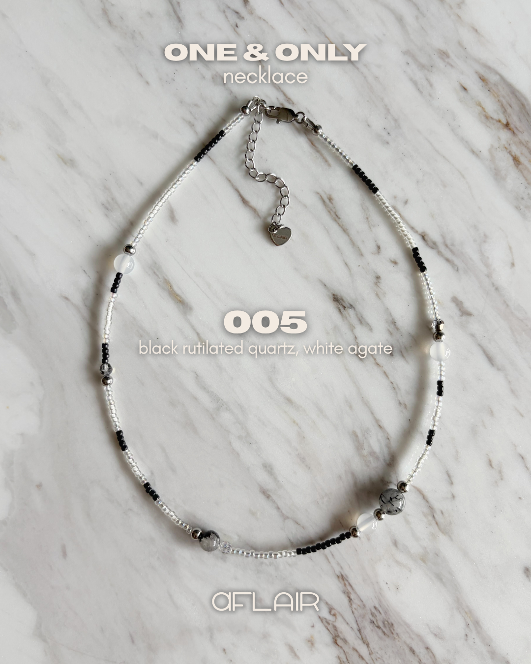 005 (black rutilated quartz & white agate)