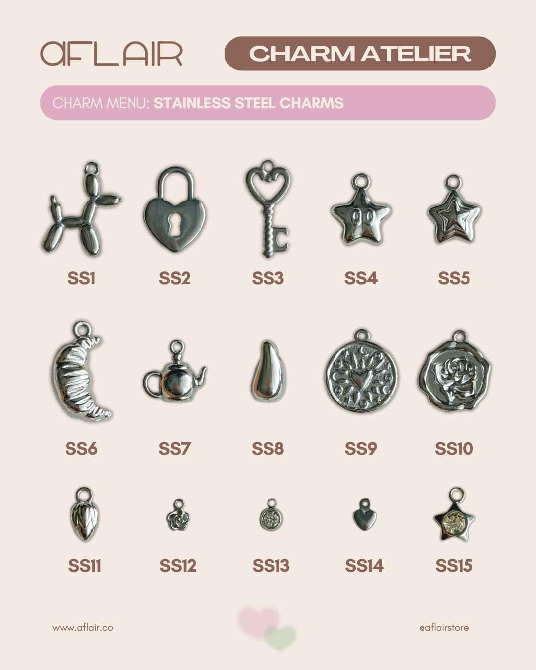 stainless steel charms