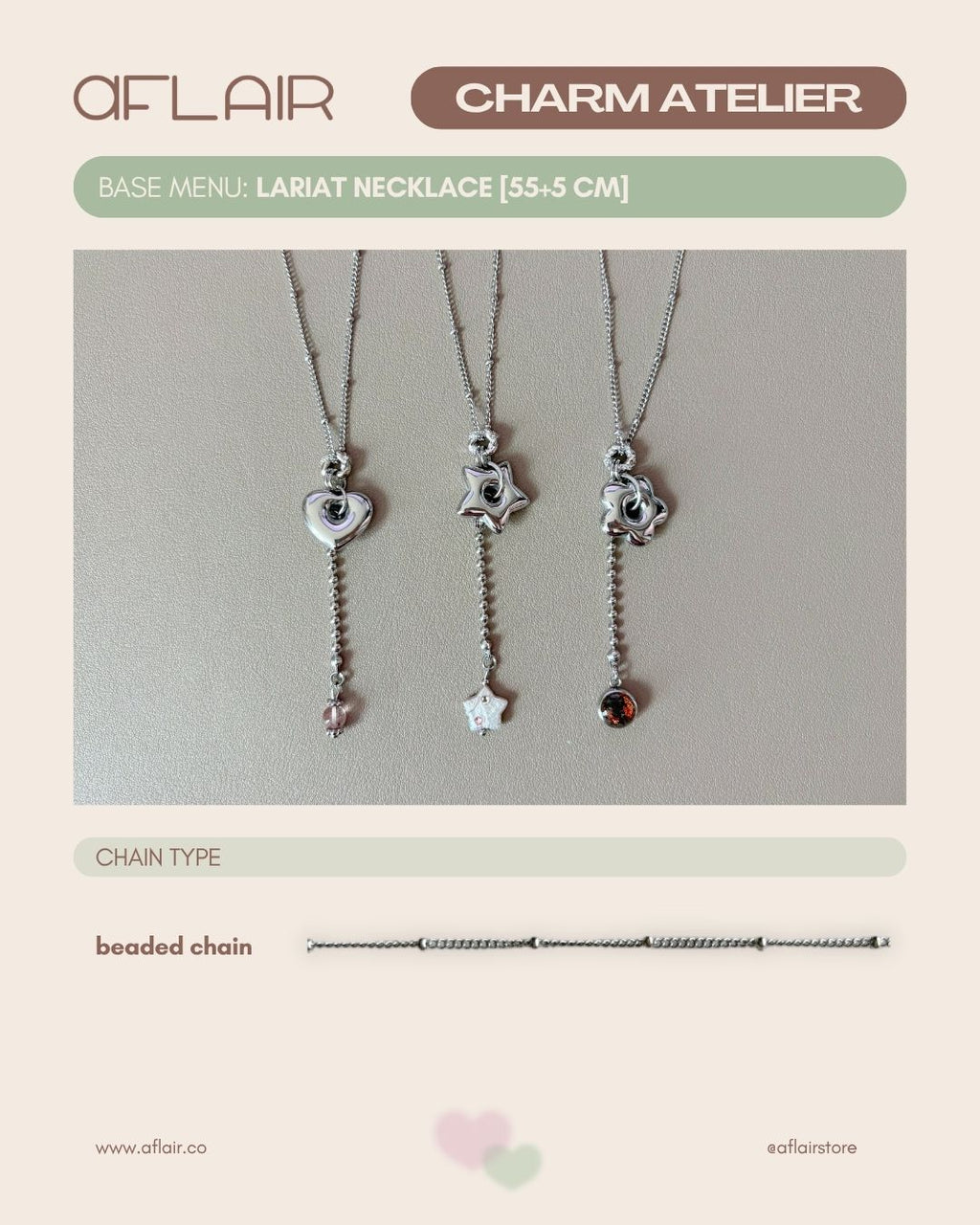 base: lariat necklace + jumbo pendant charm