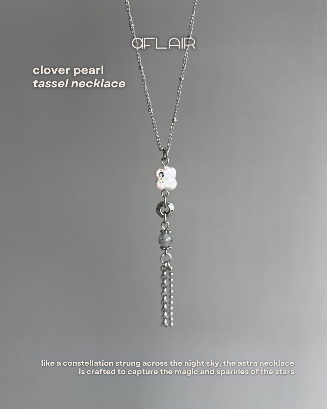 clover pearl tassel necklace